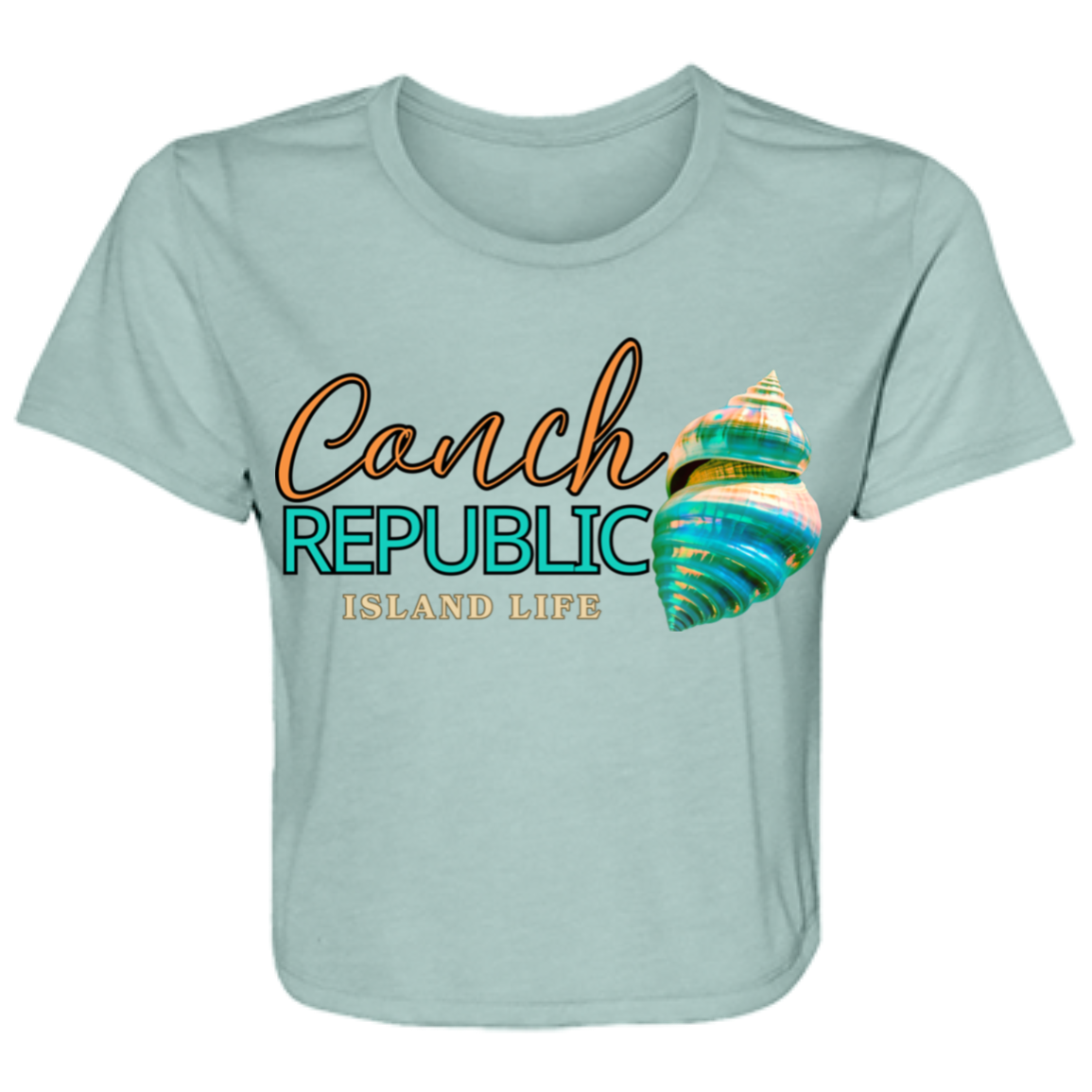 CONCH REPUBLIC-ISLAND LIFE CROP SHIRT