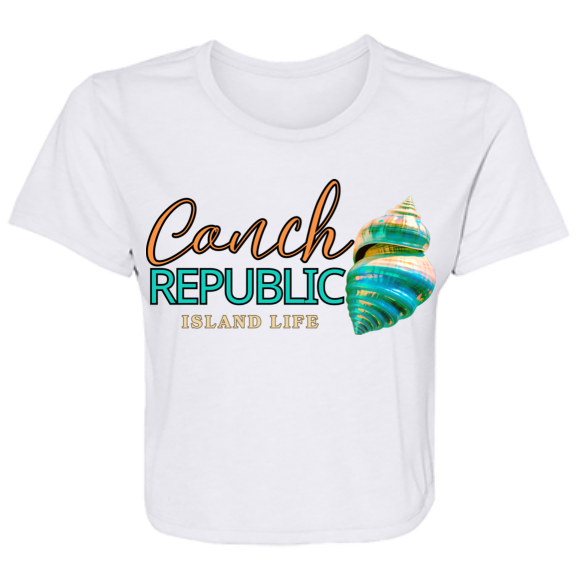 CONCH REPUBLIC-ISLAND LIFE CROP SHIRT